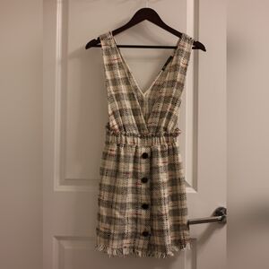 Zara Black and Cream Plaid Mini Dress